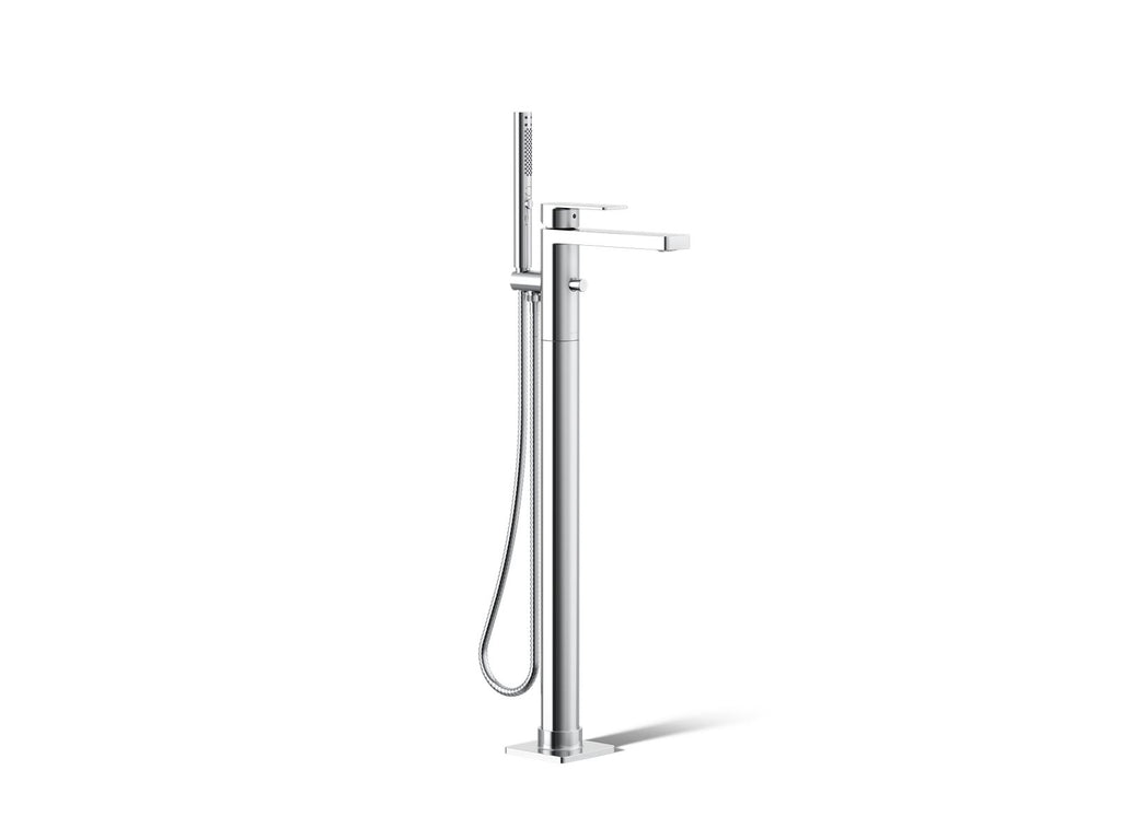 KOHLER K-T23492-4-CP Parallel Floor-Mount Bath Filler Trim With Handshower - Polished Chrome