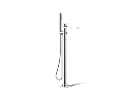 KOHLER K-T23492-4-CP Parallel Floor-mount bath filler trim with handshower - Polished Chrome