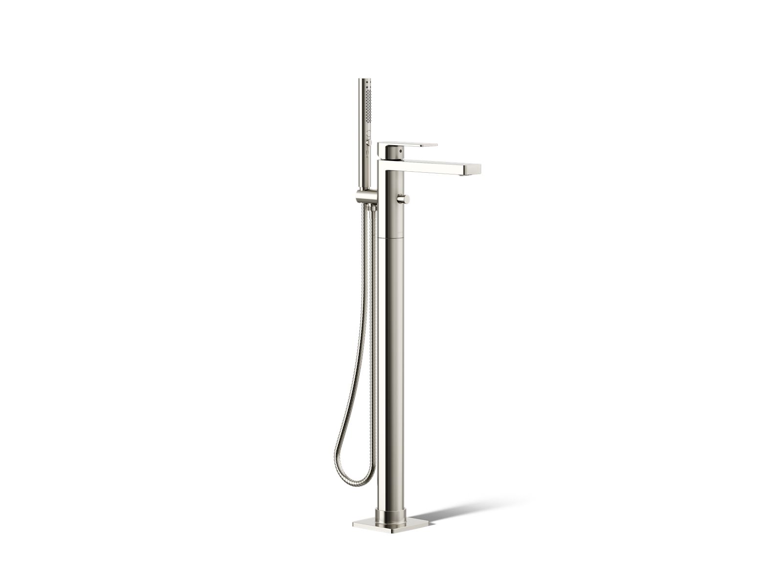 KOHLER K-T23492-4-SN Parallel Floor-Mount Bath Filler Trim With Handshower - Vibrant Polished Nickel