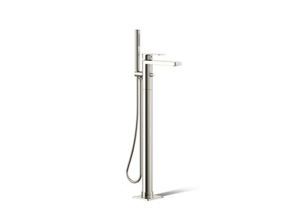 KOHLER K-T23492-4-SN Parallel Floor-mount bath filler trim with handshower - Vibrant Polished Nickel