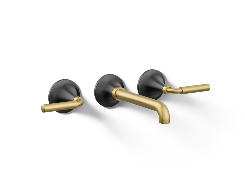 KOHLER K-T26439-4-BMB Tone Wall-Mount Bathroom Sink Faucet Trim, 1.2 Gpm - Matte Black With Brushed Moderne Brass