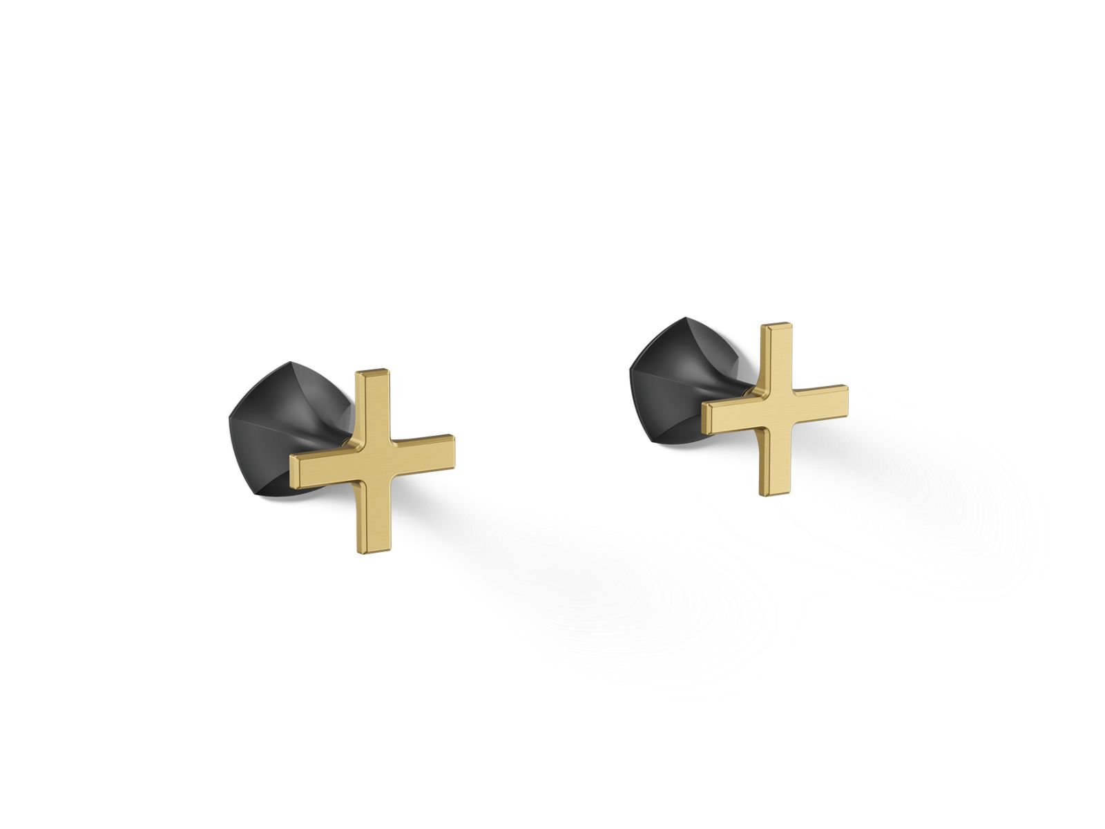 KOHLER K-T27013-3-BMB Occasion Wall-Mount Bathroom Sink Faucet Cross Handle Trim, 1.2 Gpm - Matte Black With Brushed Moderne Brass