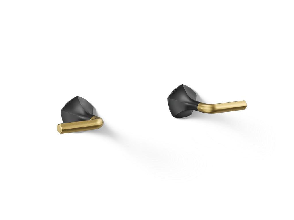 KOHLER K-T27013-4-BMB Occasion Wall-Mount Bathroom Sink Faucet Lever Handle Trim, 1.2 Gpm - Matte Black With Brushed Moderne Brass
