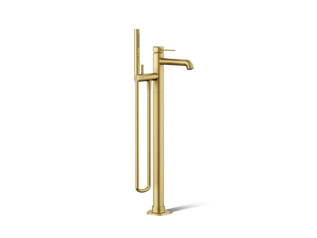 KOHLER K-T27025-4-2MB Occasion Floor-Mount Bath Filler Trim With Handshower - Vibrant Brushed Moderne Brass