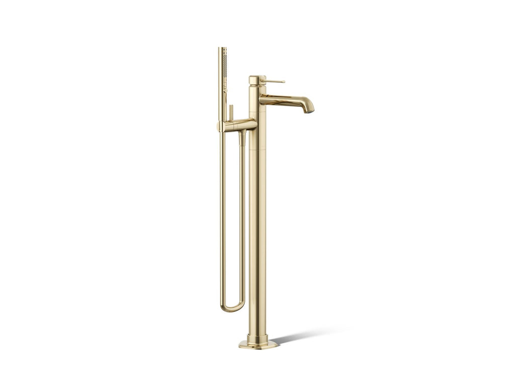 KOHLER K-T27025-4-AF Occasion Floor-Mount Bath Filler Trim With Handshower - Vibrant French Gold