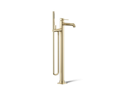 KOHLER K-T27025-4-AF Occasion Floor-mount bath filler trim with handshower - Vibrant French Gold