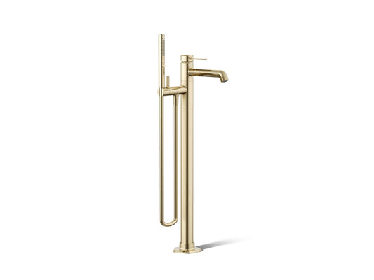 KOHLER K-T27025-4-AF Occasion Floor-mount bath filler trim with handshower - Vibrant French Gold