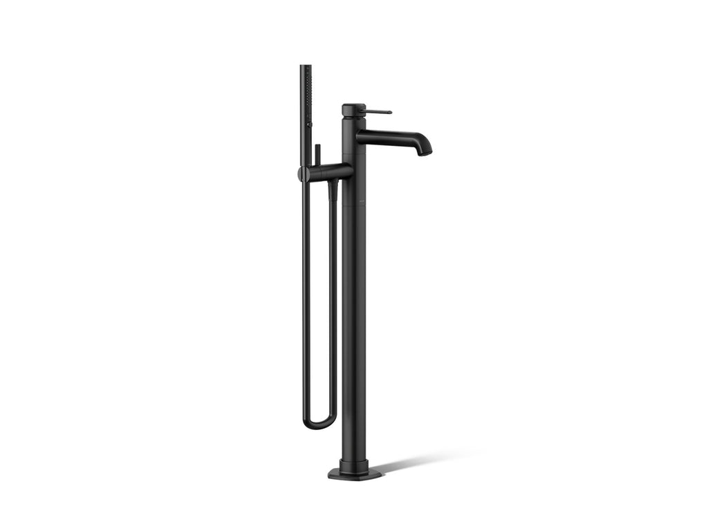 KOHLER K-T27025-4-BL Occasion Floor-Mount Bath Filler Trim With Handshower - Matte Black