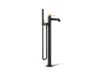 KOHLER K-T27025-4-BMB Occasion Floor-Mount Bath Filler Trim With Handshower - Matte Black With Brushed Moderne Brass