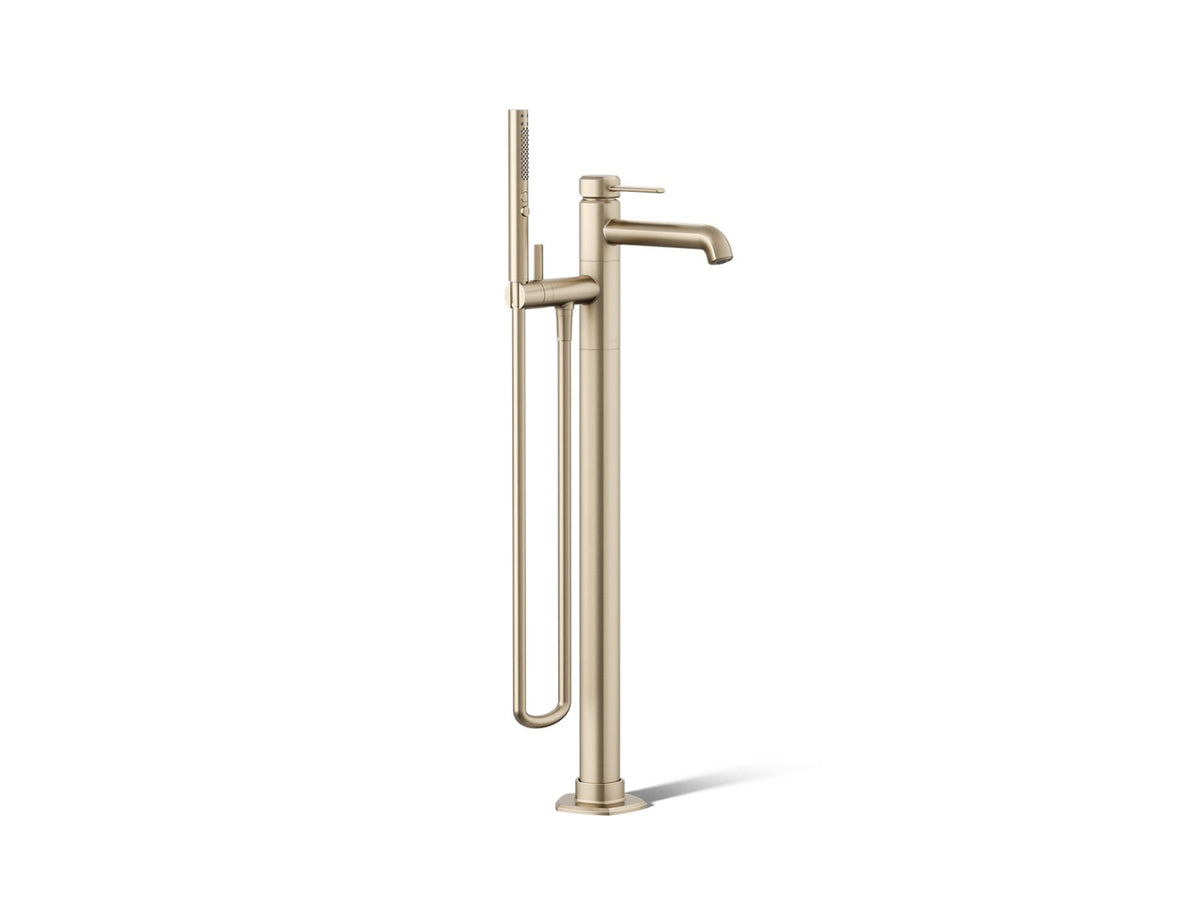 KOHLER K-T27025-4-BV Occasion Floor-Mount Bath Filler Trim With Handshower - Vibrant Brushed Bronze
