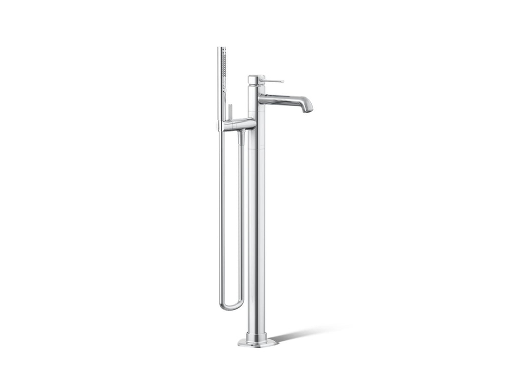 KOHLER K-T27025-4-CP Occasion Floor-Mount Bath Filler Trim With Handshower - Polished Chrome
