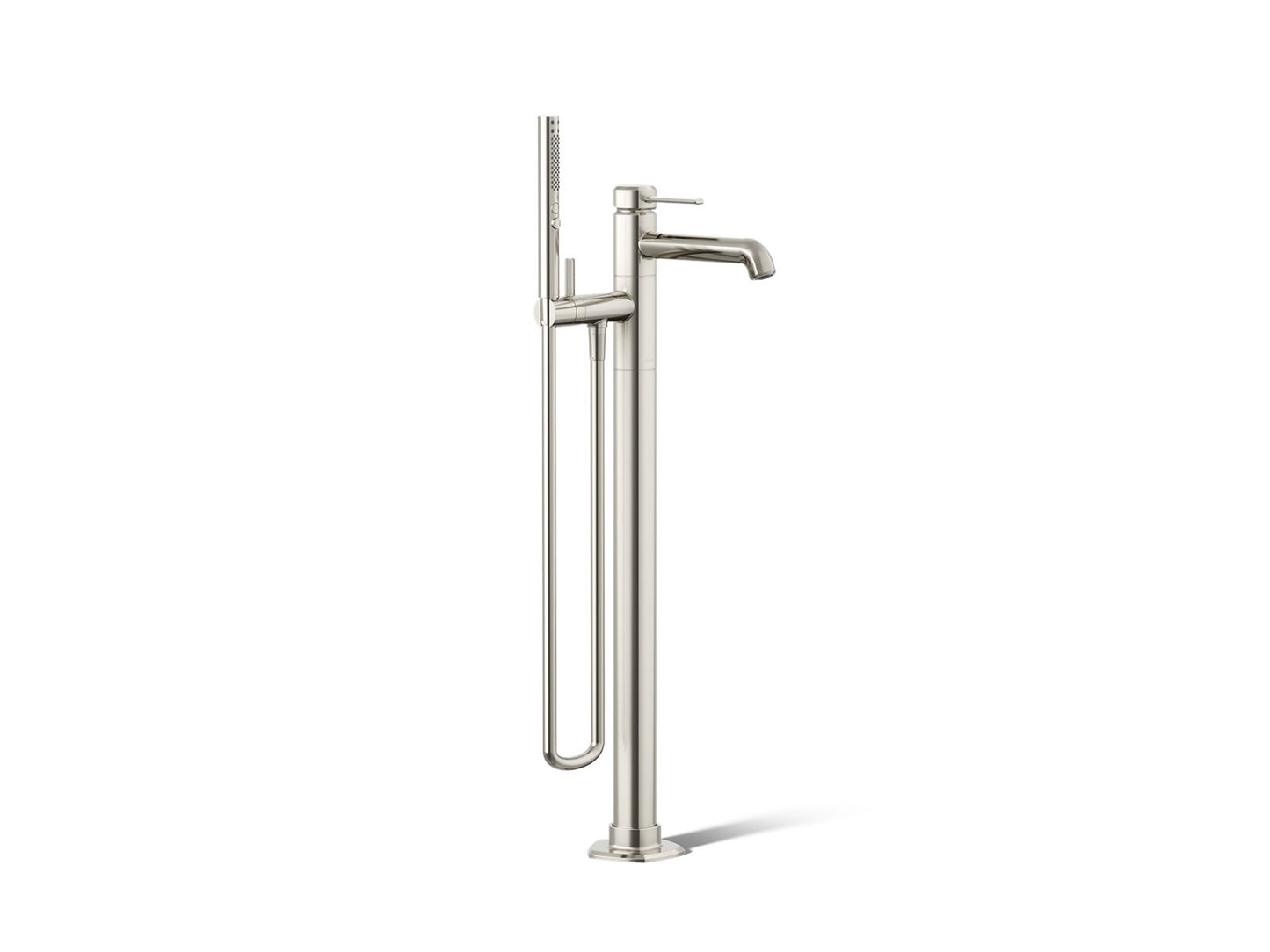 KOHLER K-T27025-4-SN Occasion Floor-mount bath filler trim with handshower - Vibrant Polished Nickel