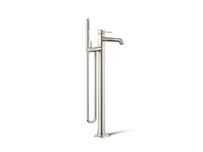 KOHLER K-T27025-4-SN Occasion Floor-mount bath filler trim with handshower - Vibrant Polished Nickel
