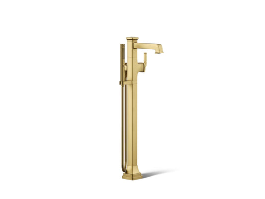 KOHLER K-T27408-4-2MB Riff Floor-mount bath filler trim with handshower - Vibrant Brushed Moderne Brass