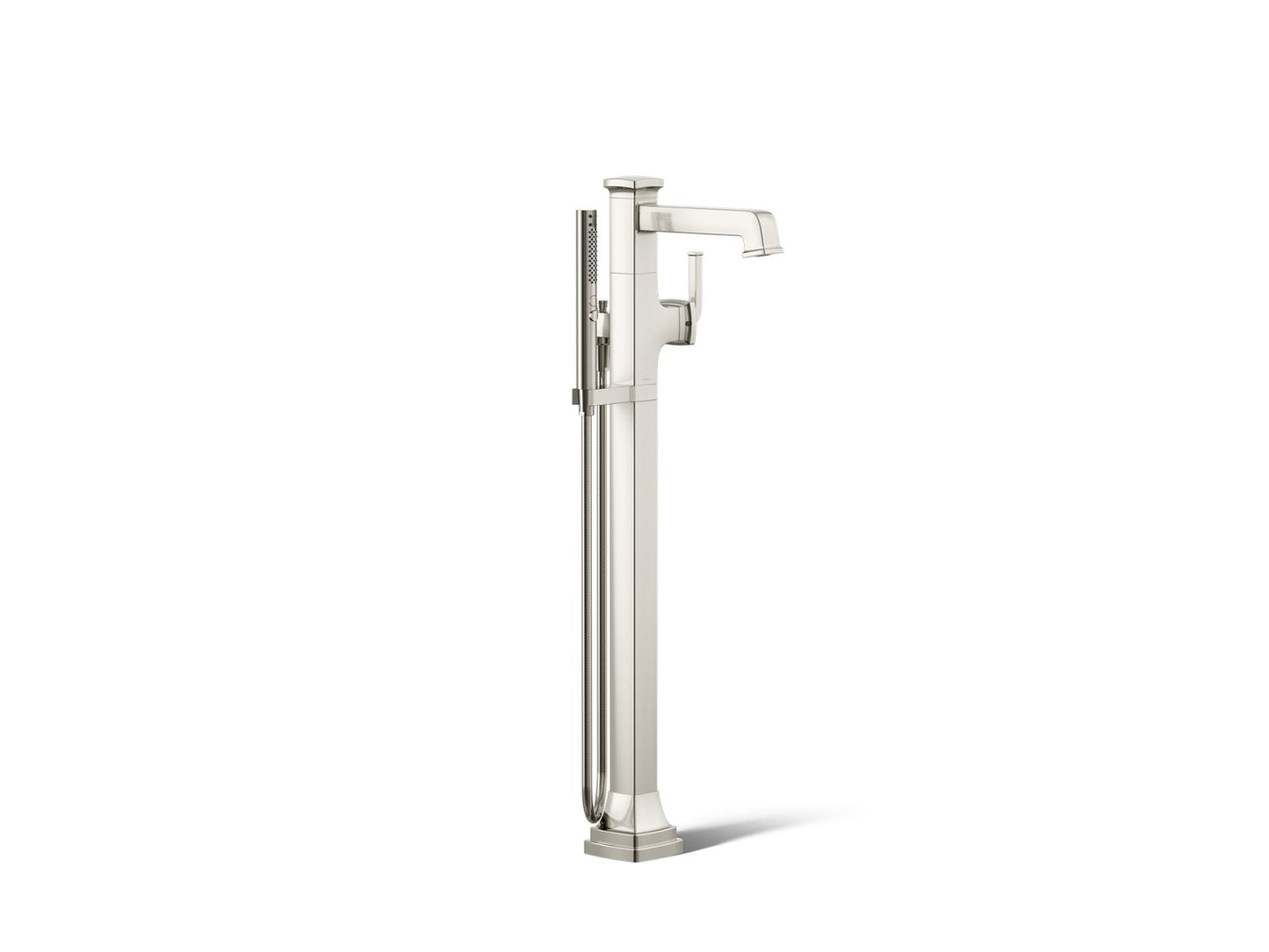 KOHLER K-T27408-4-SN Riff Floor-mount bath filler trim with handshower - Vibrant Polished Nickel