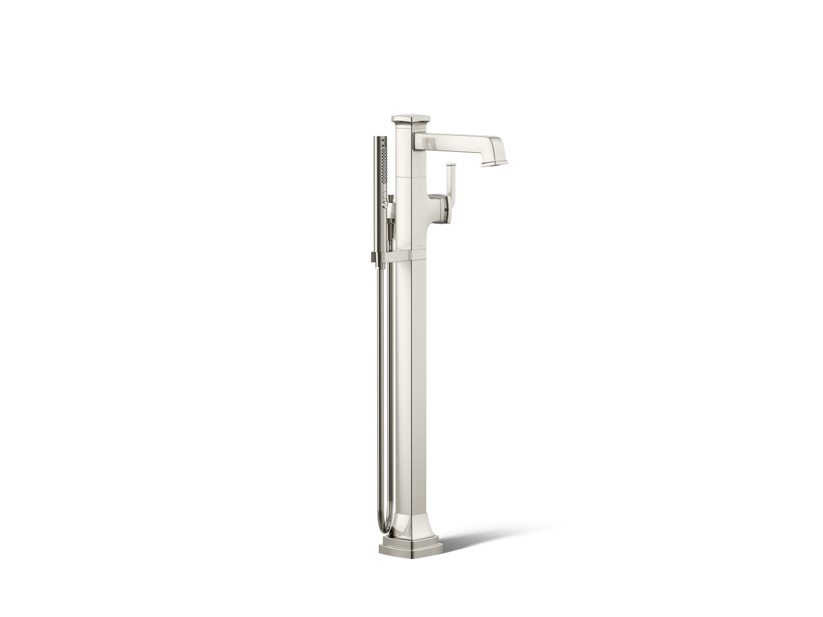 KOHLER K-T27408-4-SN Riff Floor-Mount Bath Filler Trim With Handshower - Vibrant Polished Nickel
