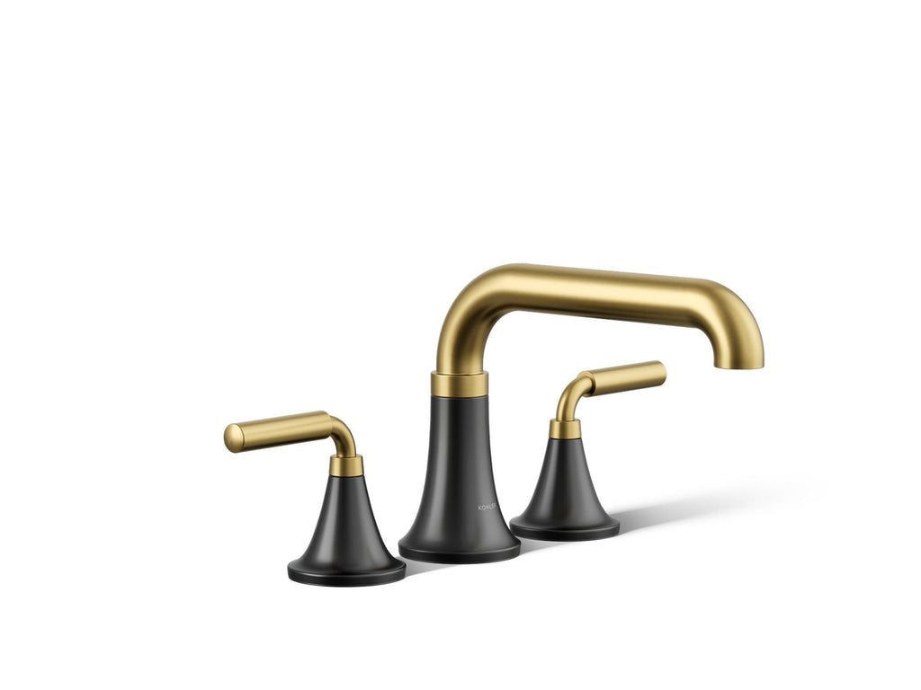 KOHLER K-T27417-4-BMB Tone Deck-Mount Bath Faucet Trim - Matte Black With Brushed Moderne Brass
