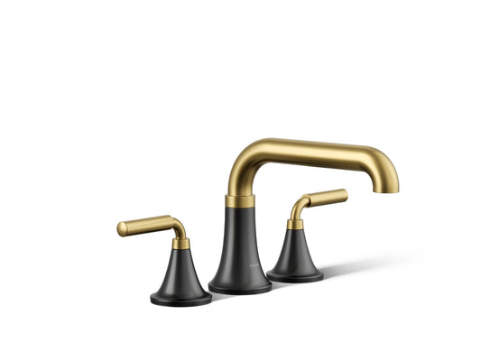 KOHLER K-T27417-4-BMB Tone Deck-mount bath faucet trim - Matte Black with Brushed Moderne Brass
