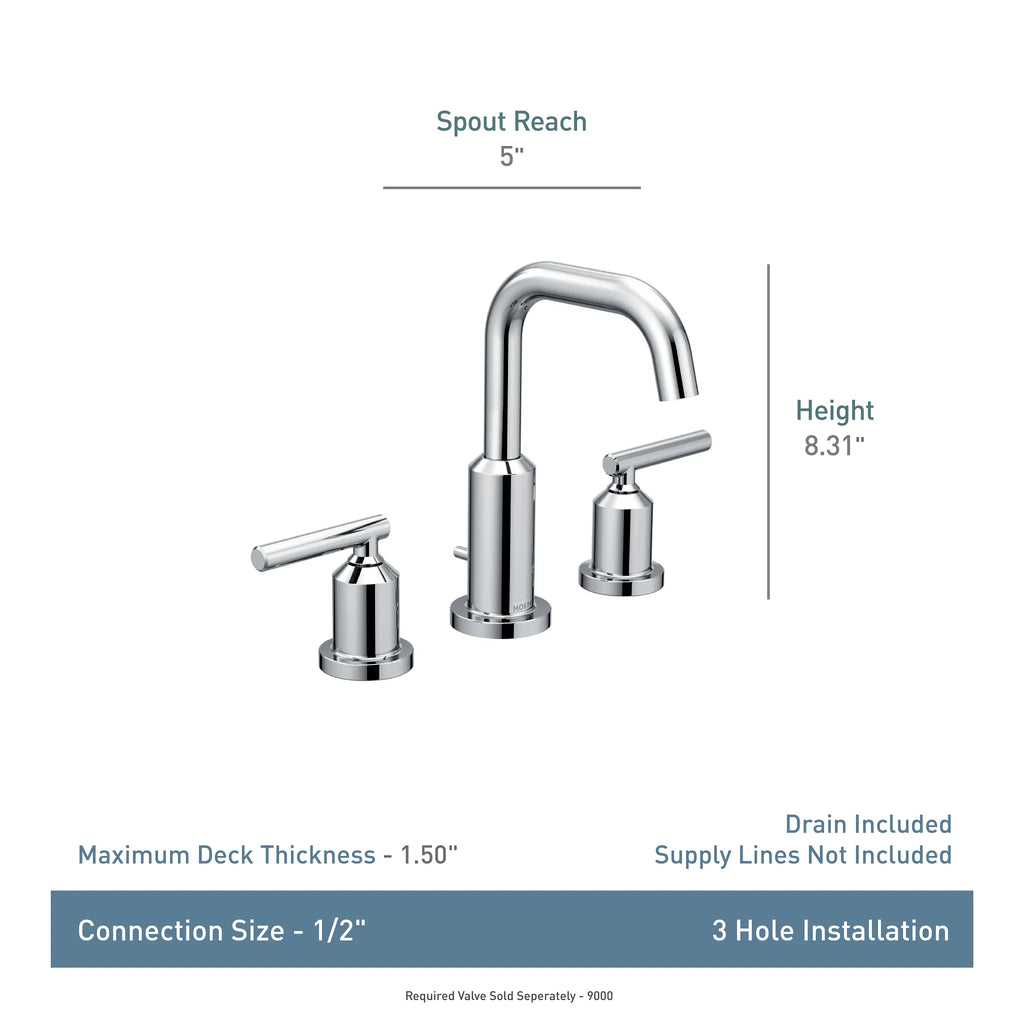 MOEN T6142BN Gibson Two-Handle High Arc Bathroom Faucet - Brushed Nickel