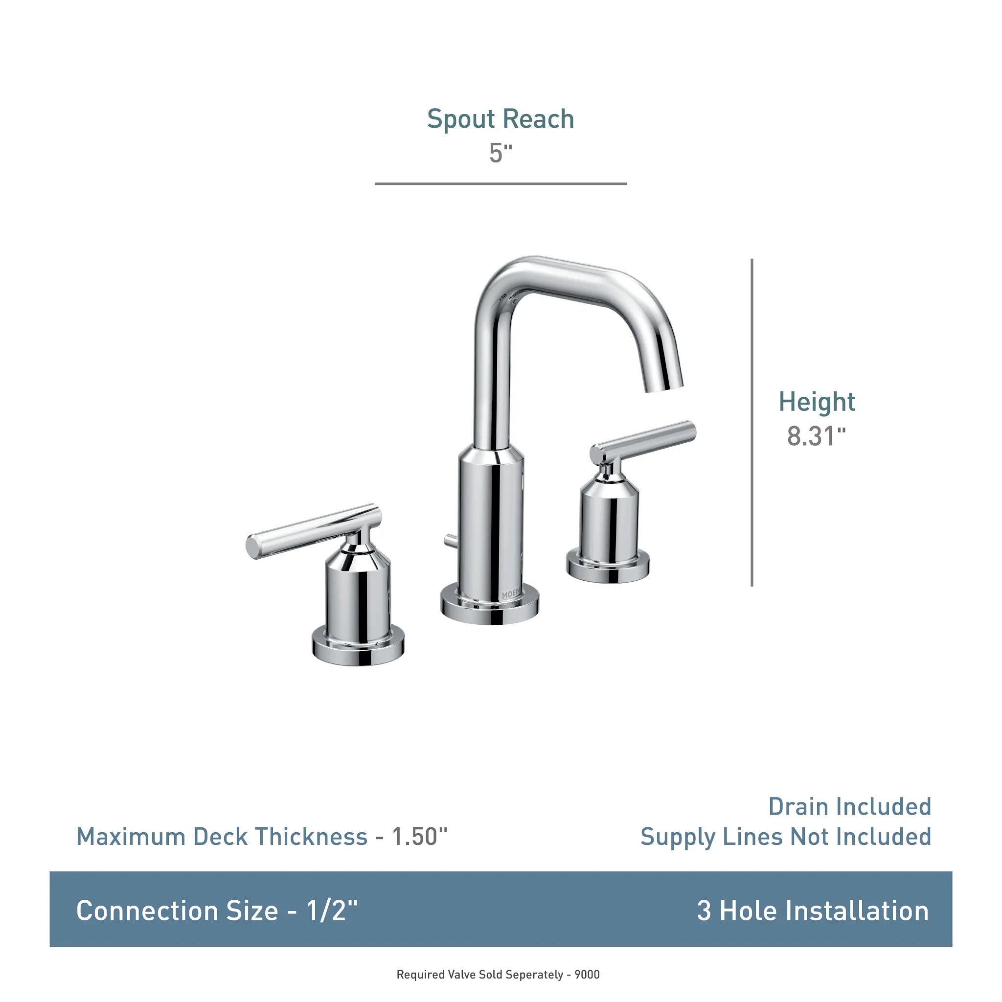 MOEN T6142BN Gibson Two-Handle High Arc Bathroom Faucet - Brushed Nickel