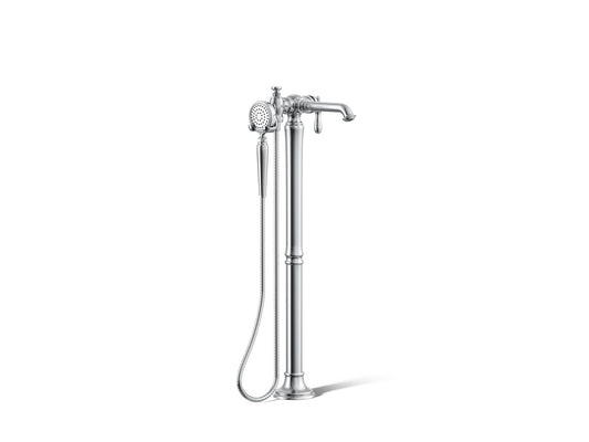 KOHLER K-T72790-9M-CP Artifacts Floor-mount bath filler trim with handshower - Polished Chrome