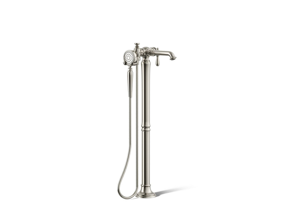 KOHLER K-T72790-9M-SN Artifacts Floor-Mount Bath Filler Trim With Handshower - Vibrant Polished Nickel