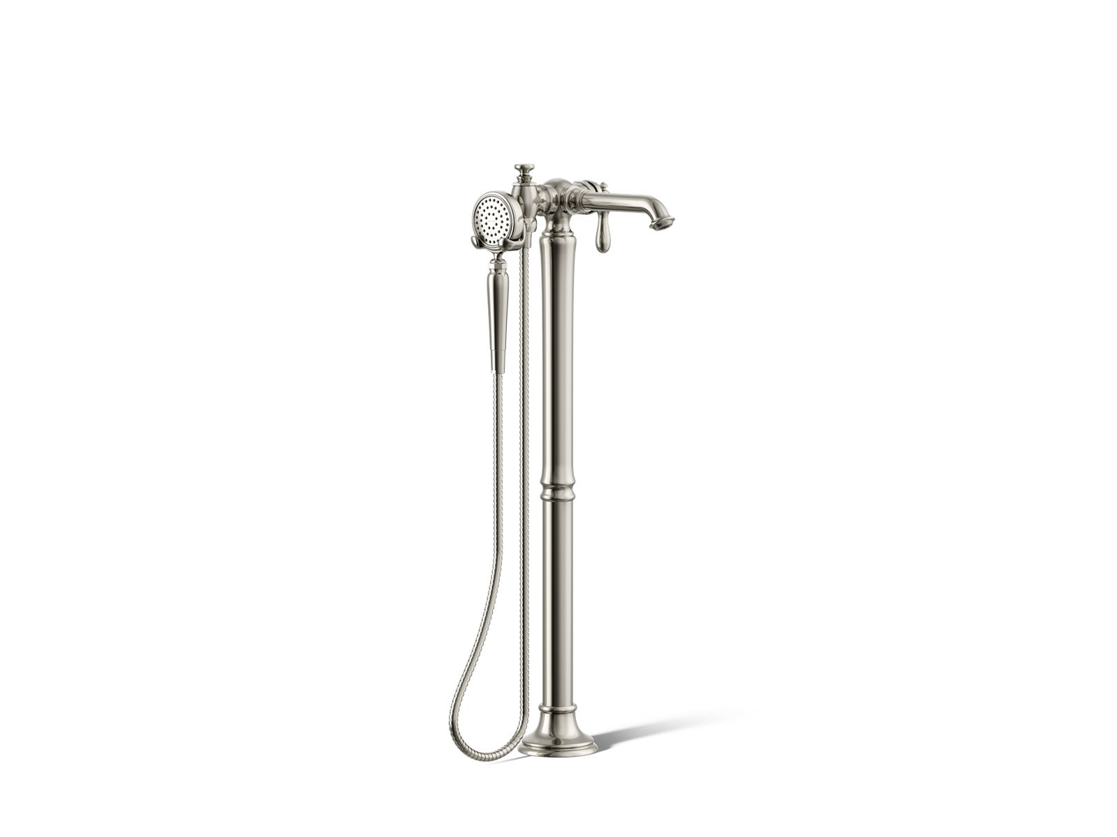 KOHLER K-T72790-9M-SN Artifacts Floor-Mount Bath Filler Trim With Handshower - Vibrant Polished Nickel