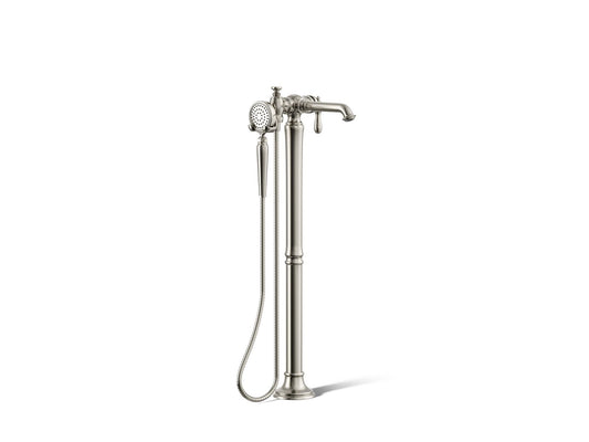 KOHLER K-T72790-9M-SN Artifacts Floor-mount bath filler trim with handshower - Vibrant Polished Nickel