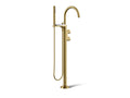 KOHLER K-T77984-4-2MB Components Floor-Mount Bath Filler Trim With Lever Handles And Handshower - Vibrant Brushed Moderne Brass