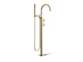 KOHLER K-T77984-4-AF Components Floor-Mount Bath Filler Trim With Lever Handles And Handshower - Vibrant French Gold