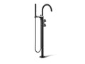KOHLER K-T77984-4-BL Components Floor-Mount Bath Filler Trim With Lever Handles And Handshower - Matte Black