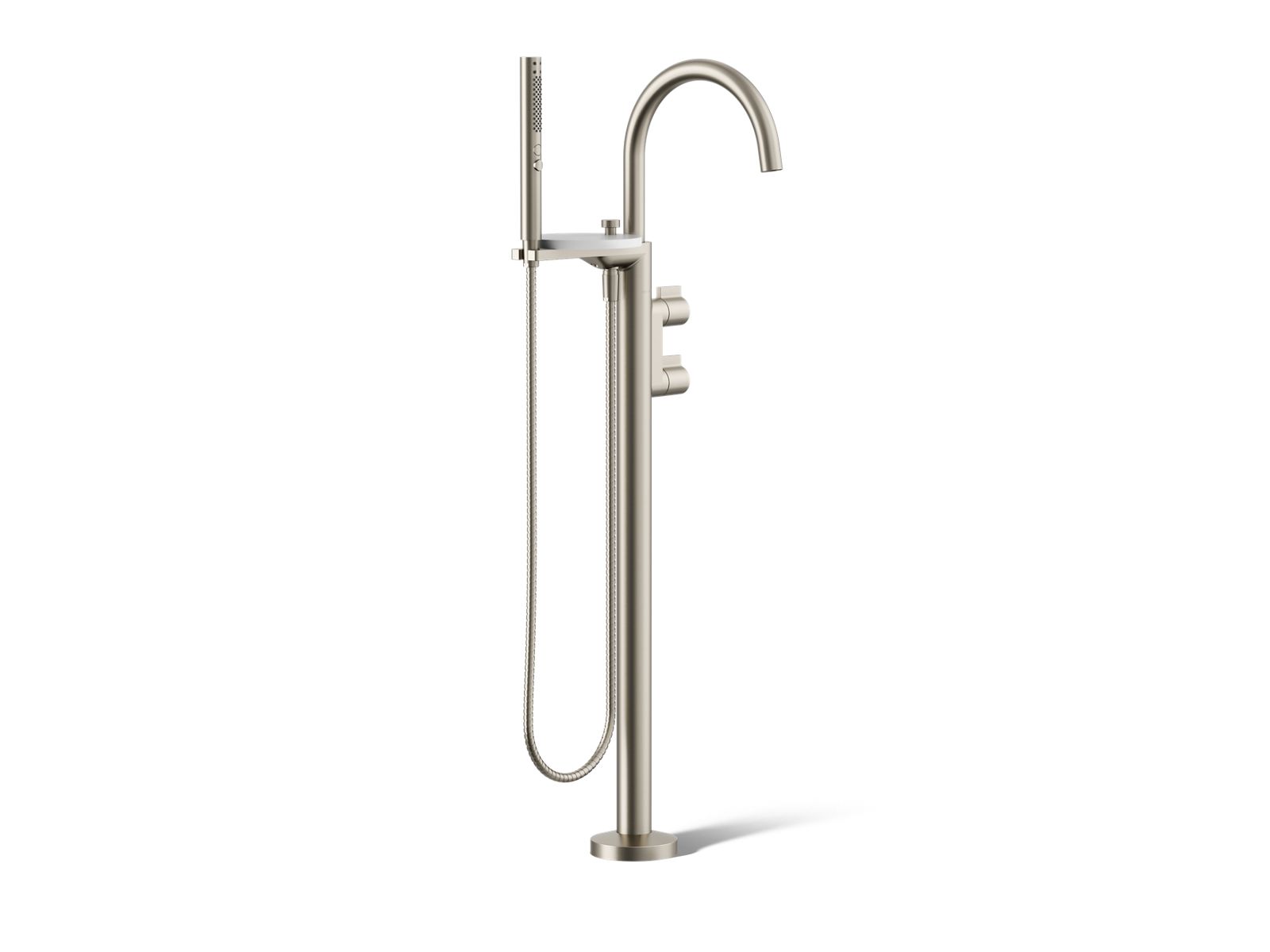 KOHLER K-T77984-4-BN Components Floor-Mount Bath Filler Trim With Lever Handles And Handshower - Vibrant Brushed Nickel
