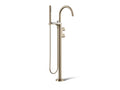 KOHLER K-T77984-4-BV Components Floor-Mount Bath Filler Trim With Lever Handles And Handshower - Vibrant Brushed Bronze