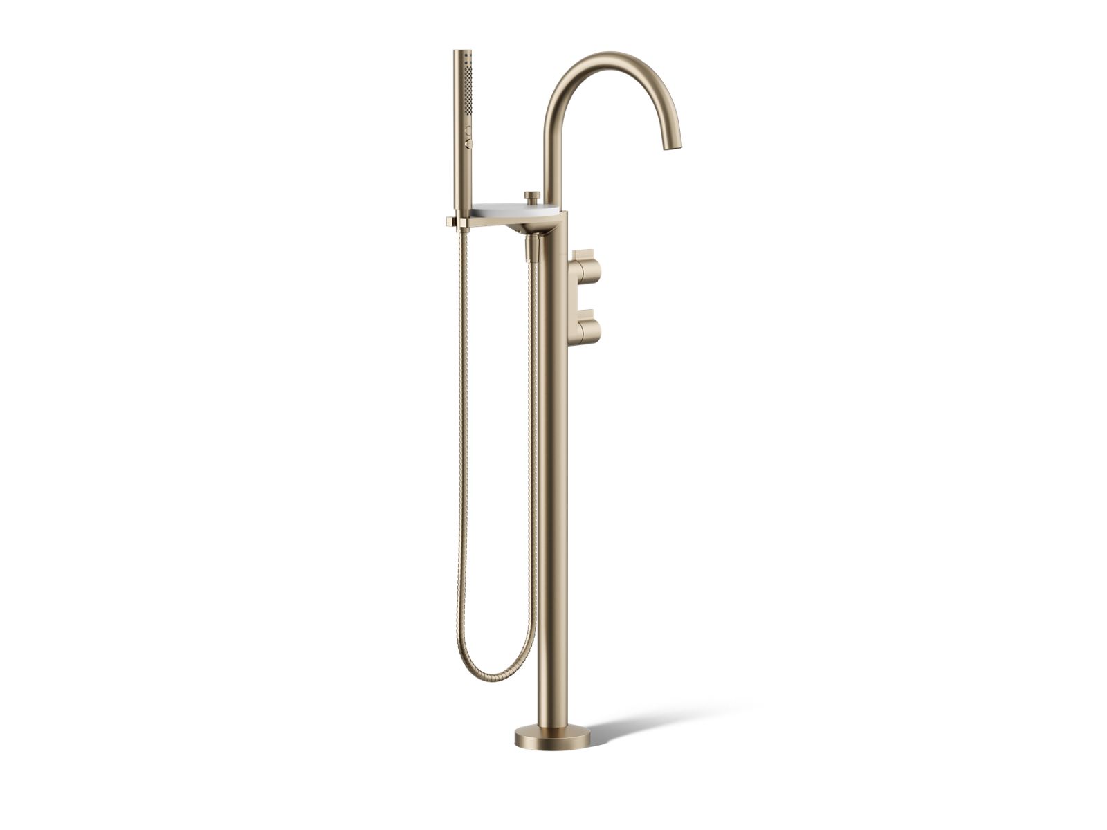 KOHLER K-T77984-4-BV Components Floor-mount bath filler trim with lever handles and handshower - Vibrant Brushed Bronze
