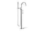 KOHLER K-T77984-4-CP Components Floor-Mount Bath Filler Trim With Lever Handles And Handshower - Polished Chrome