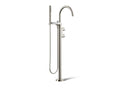 KOHLER K-T77984-4-SN Components Floor-Mount Bath Filler Trim With Lever Handles And Handshower - Vibrant Polished Nickel