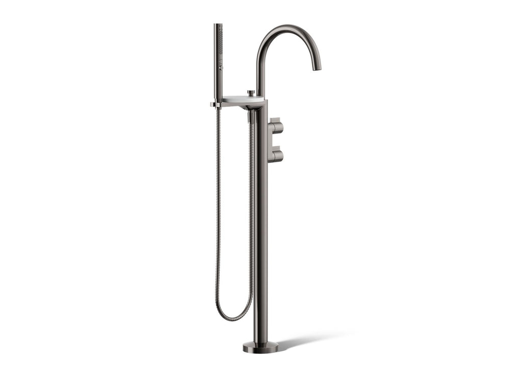 KOHLER K-T77984-4-TT Components Floor-Mount Bath Filler Trim With Lever Handles And Handshower - Vibrant Titanium
