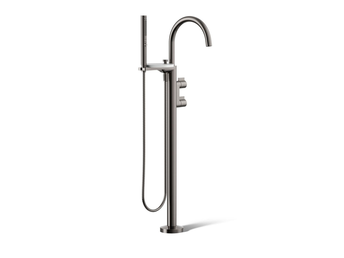 KOHLER K-T77984-4-TT Components Floor-Mount Bath Filler Trim With Lever Handles And Handshower - Vibrant Titanium