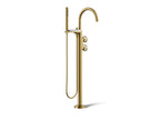 KOHLER K-T77984-9-2MB Components Floor-Mount Bath Filler Trim With Industrial Handles And Handshower - Vibrant Brushed Moderne Brass