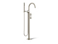 KOHLER K-T77984-9-BN Components Floor-Mount Bath Filler Trim With Industrial Handles And Handshower - Vibrant Brushed Nickel