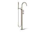 KOHLER K-T77984-9-BN Components Floor-Mount Bath Filler Trim With Industrial Handles And Handshower - Vibrant Brushed Nickel