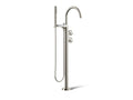 KOHLER K-T77984-9-SN Components Floor-Mount Bath Filler Trim With Industrial Handles And Handshower - Vibrant Polished Nickel