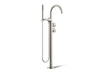 KOHLER K-T77984-9-SN Components Floor-Mount Bath Filler Trim With Industrial Handles And Handshower - Vibrant Polished Nickel