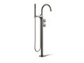 KOHLER K-T77984-9-TT Components Floor-Mount Bath Filler Trim With Industrial Handles And Handshower - Vibrant Titanium