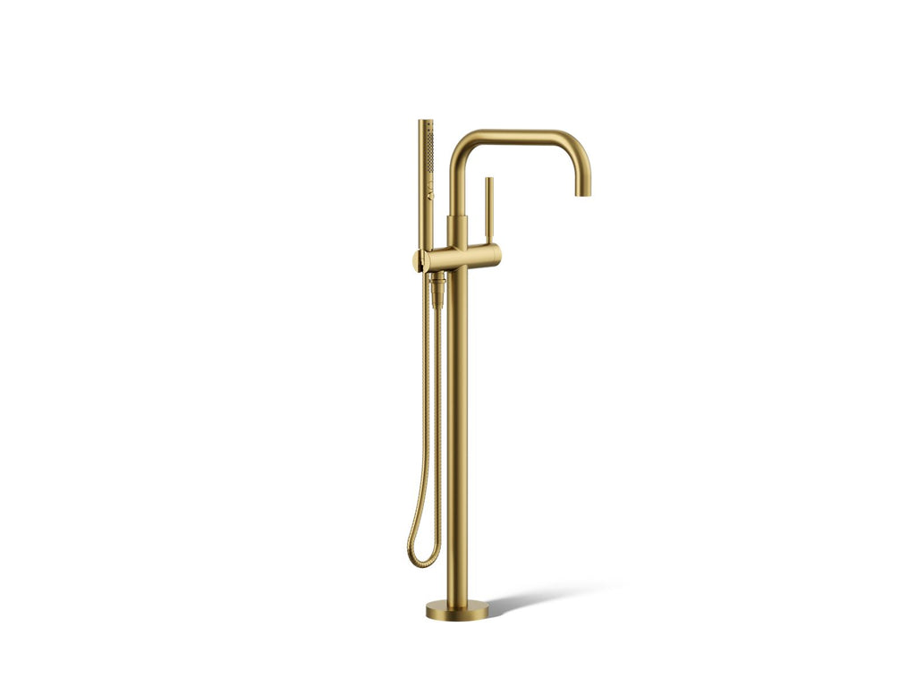 KOHLER K-T97328-4-2MB Purist Floor-Mount Bath Filler Trim With Handshower - Vibrant Brushed Moderne Brass