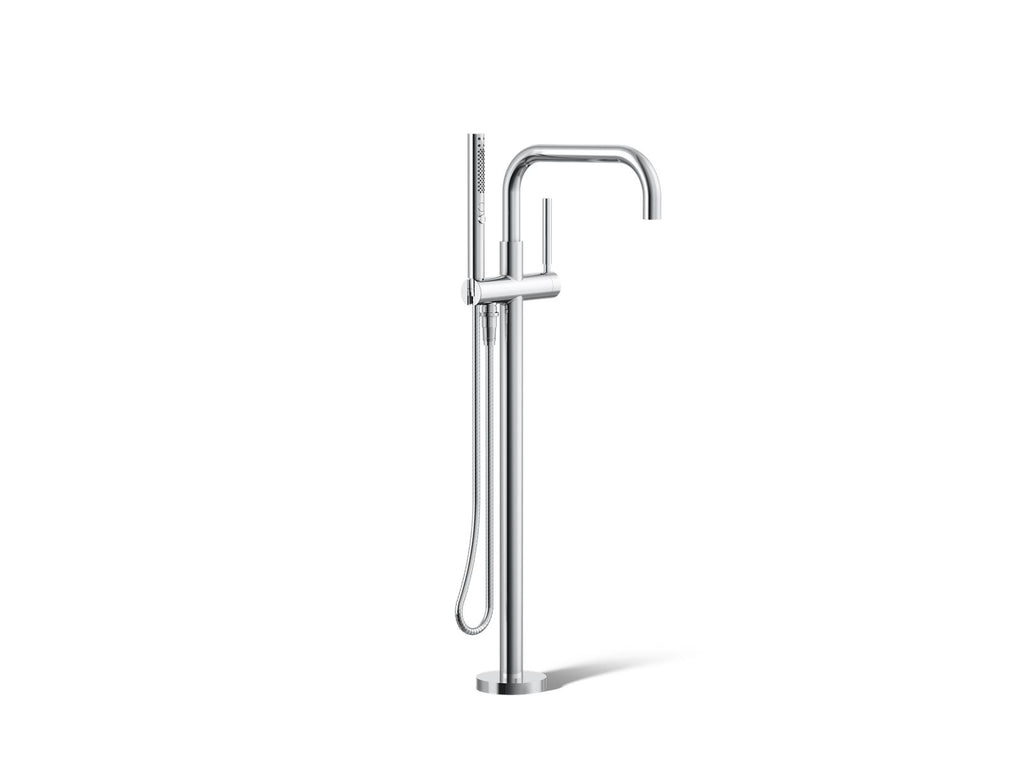 KOHLER K-T97328-4-CP Purist Floor-Mount Bath Filler Trim With Handshower - Polished Chrome