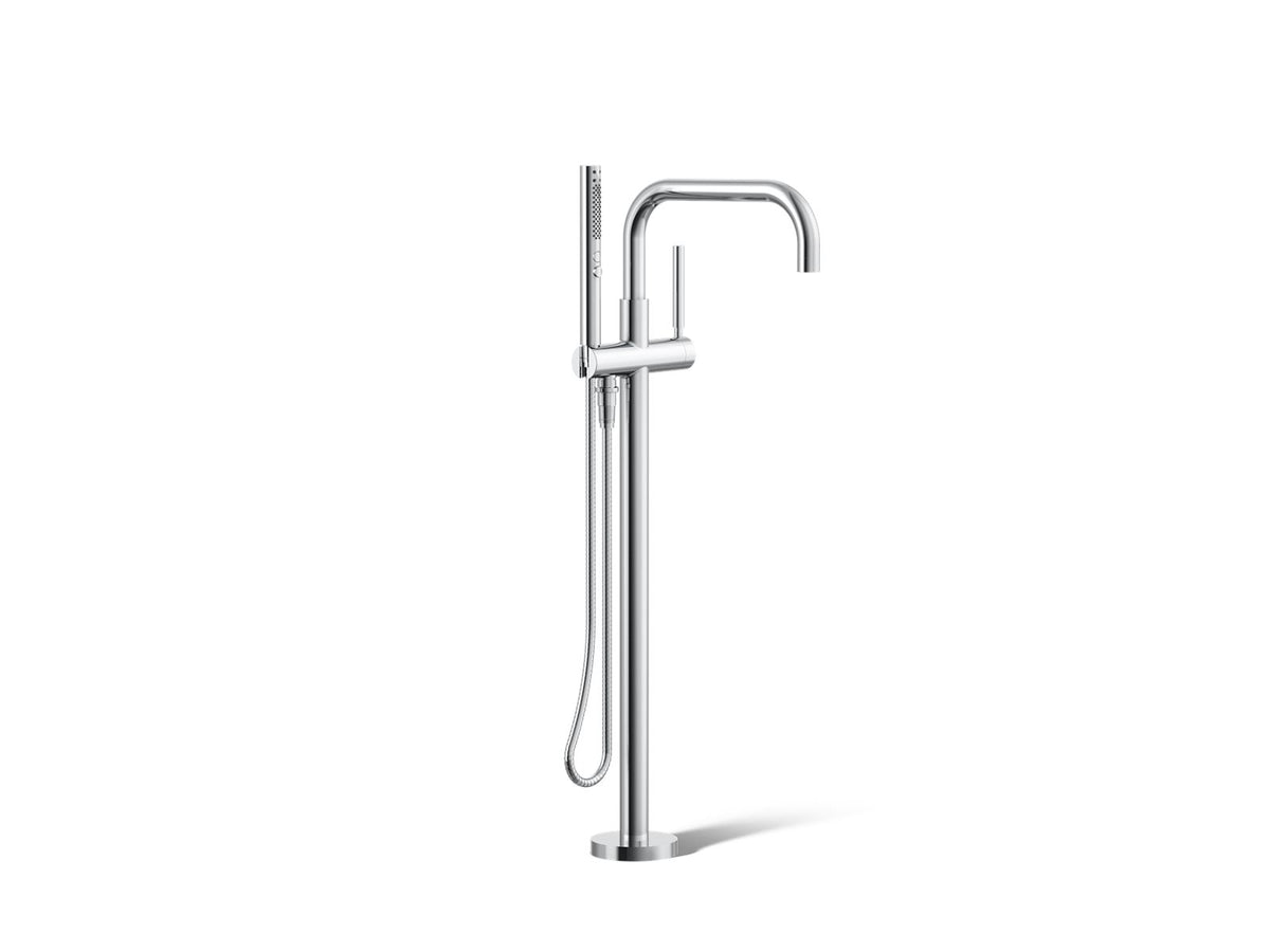 KOHLER K-T97328-4-CP Purist Floor-Mount Bath Filler Trim With Handshower - Polished Chrome