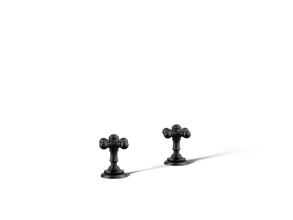 KOHLER K-T98071-3-BL Artifacts Deck-Mount Bath Faucet Handle Trim With Cross Design - Matte Black