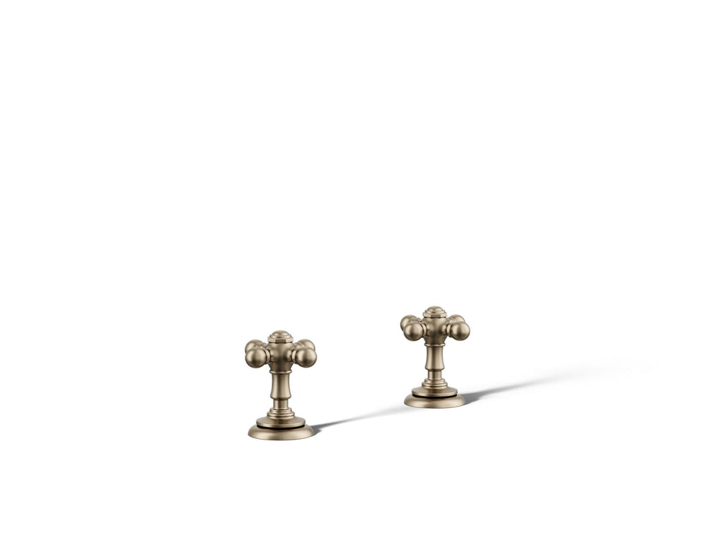 KOHLER K-T98071-3-BV Artifacts Deck-Mount Bath Faucet Handle Trim With Cross Design - Vibrant Brushed Bronze