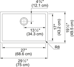 FRANKE PS2X110-27 Professional 2.0 29.5-in. x 19.5-in. 16 Gauge Stainless Steel Undermount Single Bowl Kitchen Sink